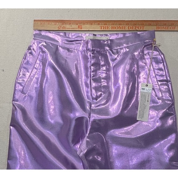 Happy X Nature Kate Hudson Lilac Shiny Metallic High Waisted Pants Size 14 NWT - Picture 4 of 16